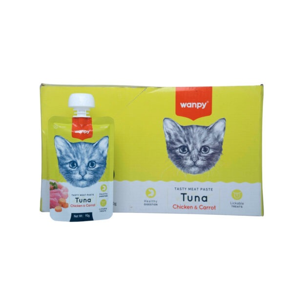 Wanpy Tasty Meat Paste Pouch Tuna, Chicken & Carrot for Cats (90gm)