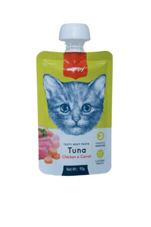 Wanpy Tasty Meat Paste Pouch Tuna, Chicken & Carrot for Cats (90gm)