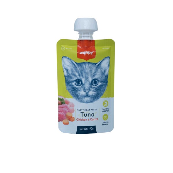 Wanpy Tasty Meat Paste Pouch Tuna, Chicken & Carrot for Cats (90gm)