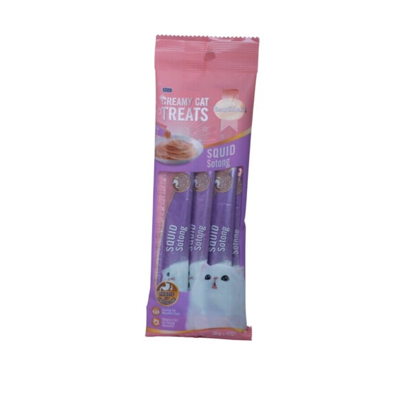 Smart Heart Creamy Cat Treat Squid Flavor Cat Food 4 Pcs