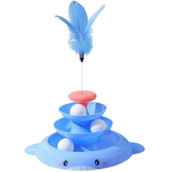 Interactive Cat Toy For Indoor Cats 3 Level Tower Turntable Toy Ball Track with 3 Ball